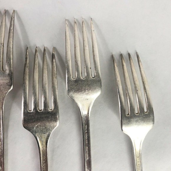 6 Grille Forks 7 1/2 Inch Wm A Rogers Oneida Sectional Lido Silverplate VTG Lot - Picture 12 of 12
